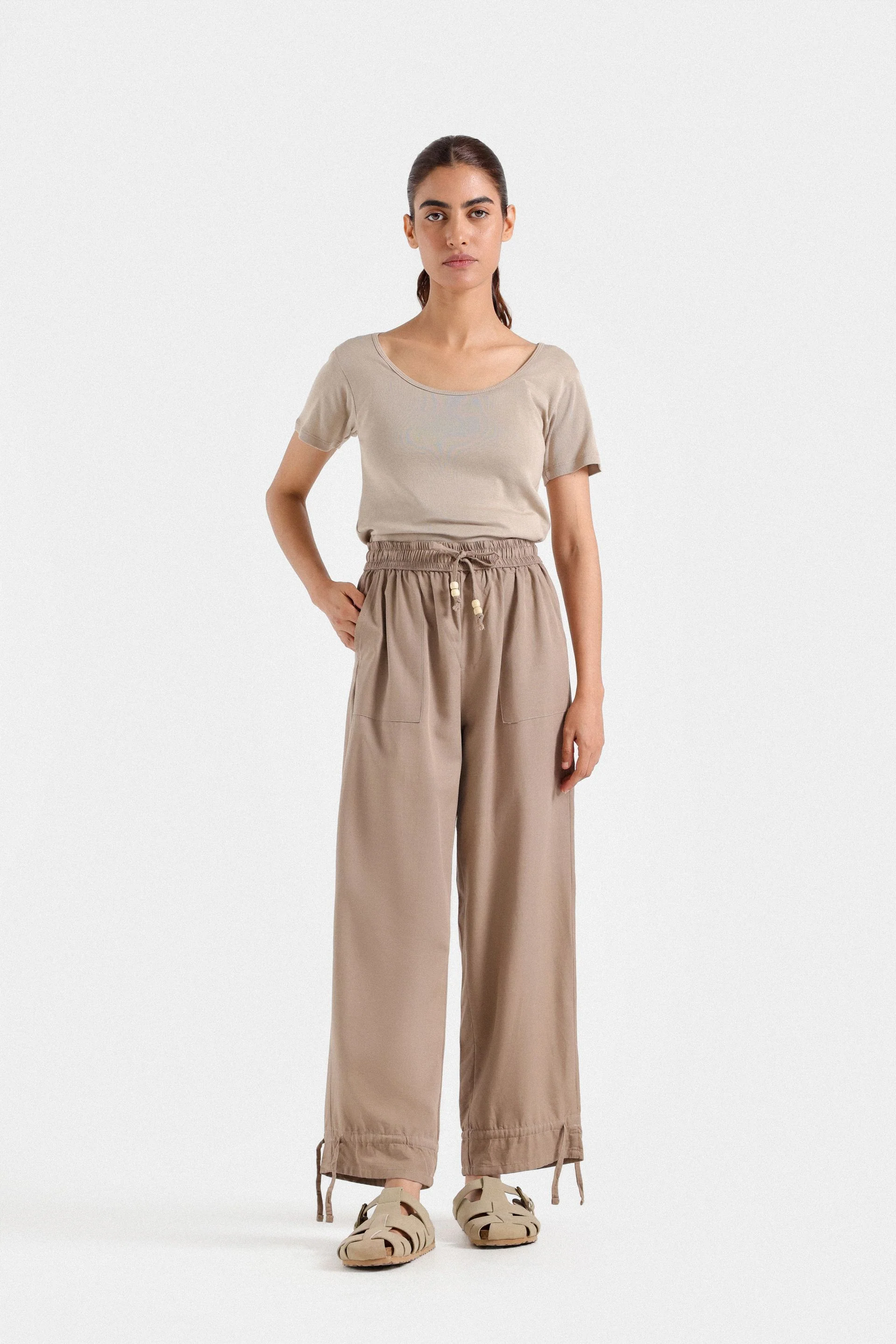 LINEN TROUSERS WITH CUFFED HEM