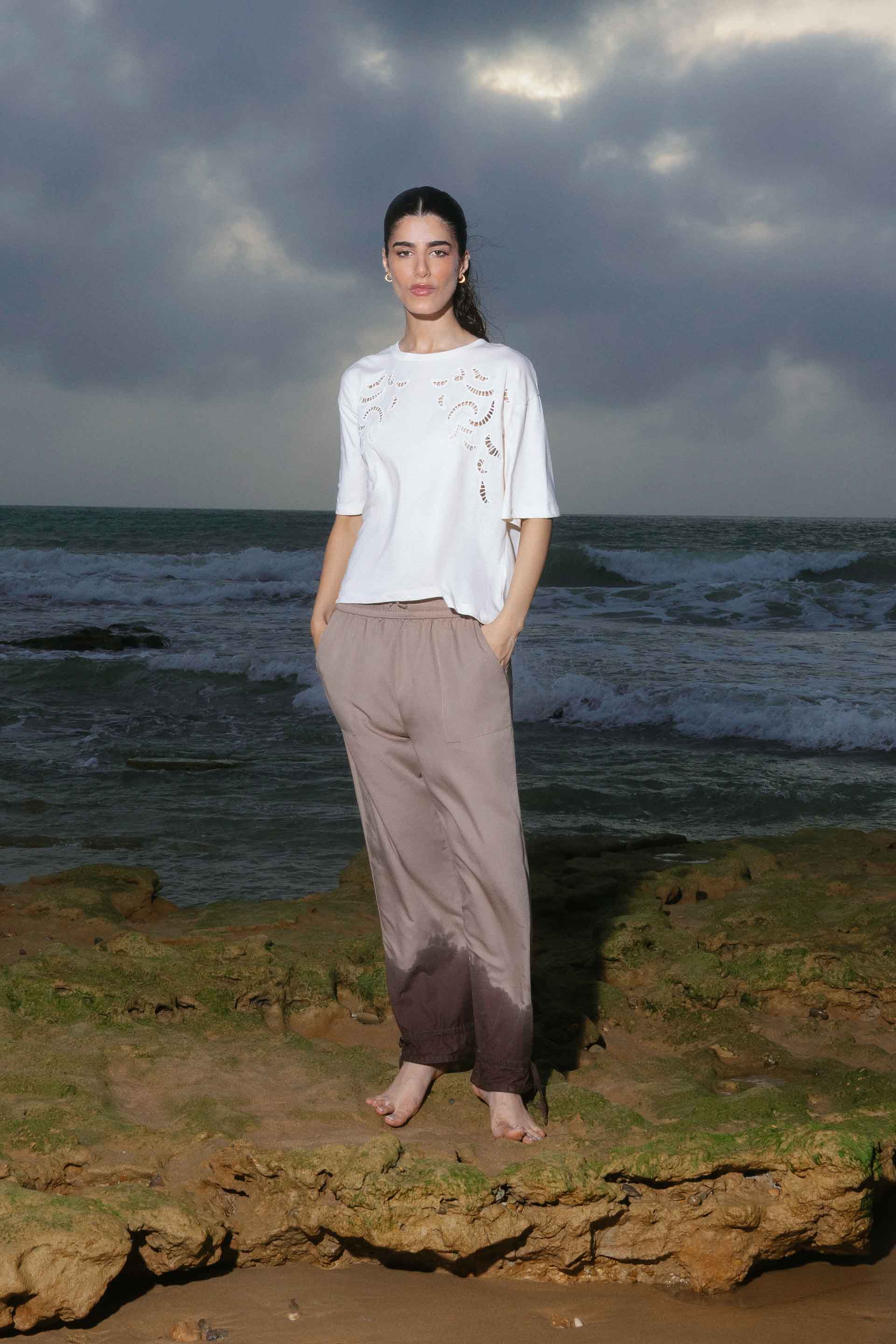 LINEN TROUSERS WITH CUFFED HEM